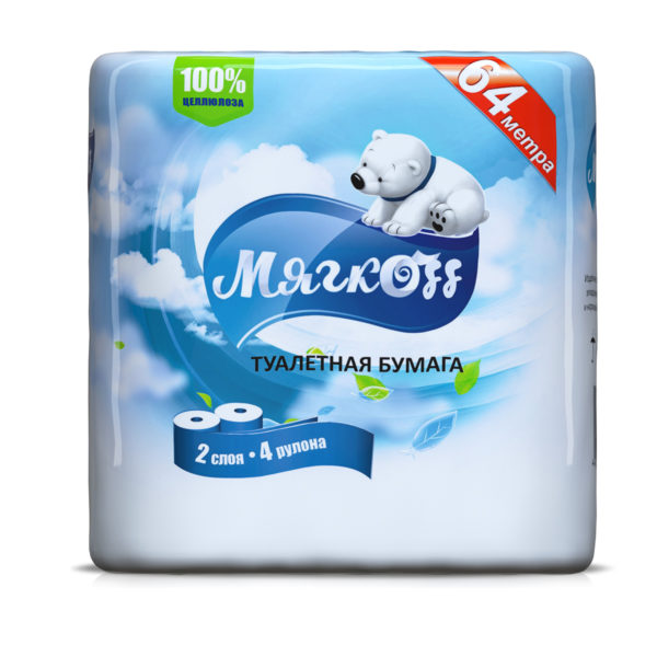 Калуга — Туалетная бумага  «Мягкоff» белая оптом.